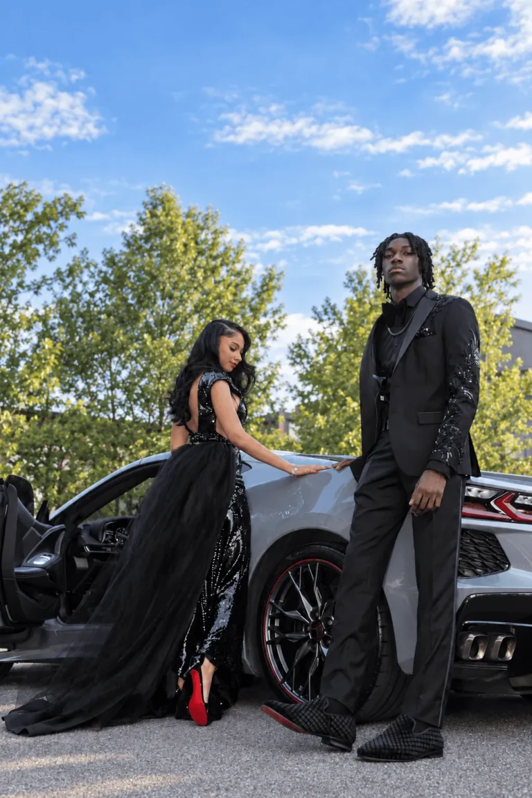 Elegant Prom Portrait by a Luxury Car, Prom